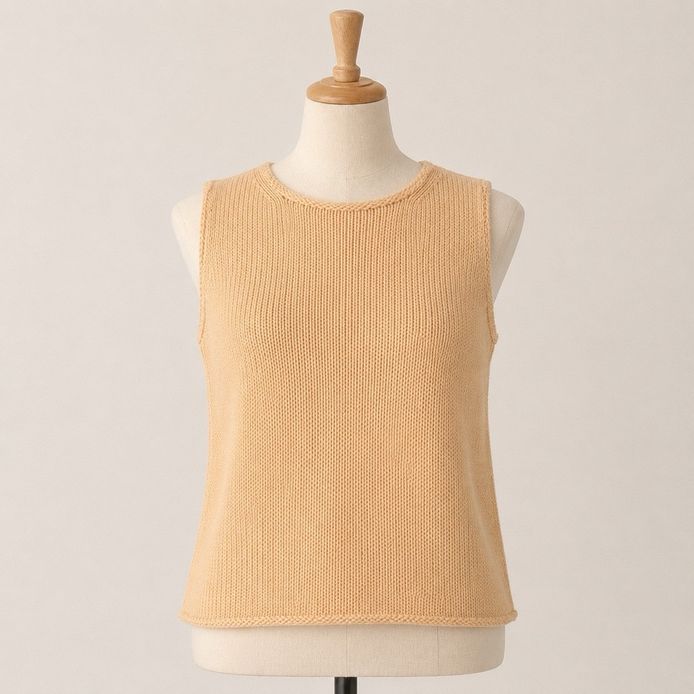 Eddie Bauer Linen Blend Tank Sweater Top Womens Large Knit Peach Travel Layering